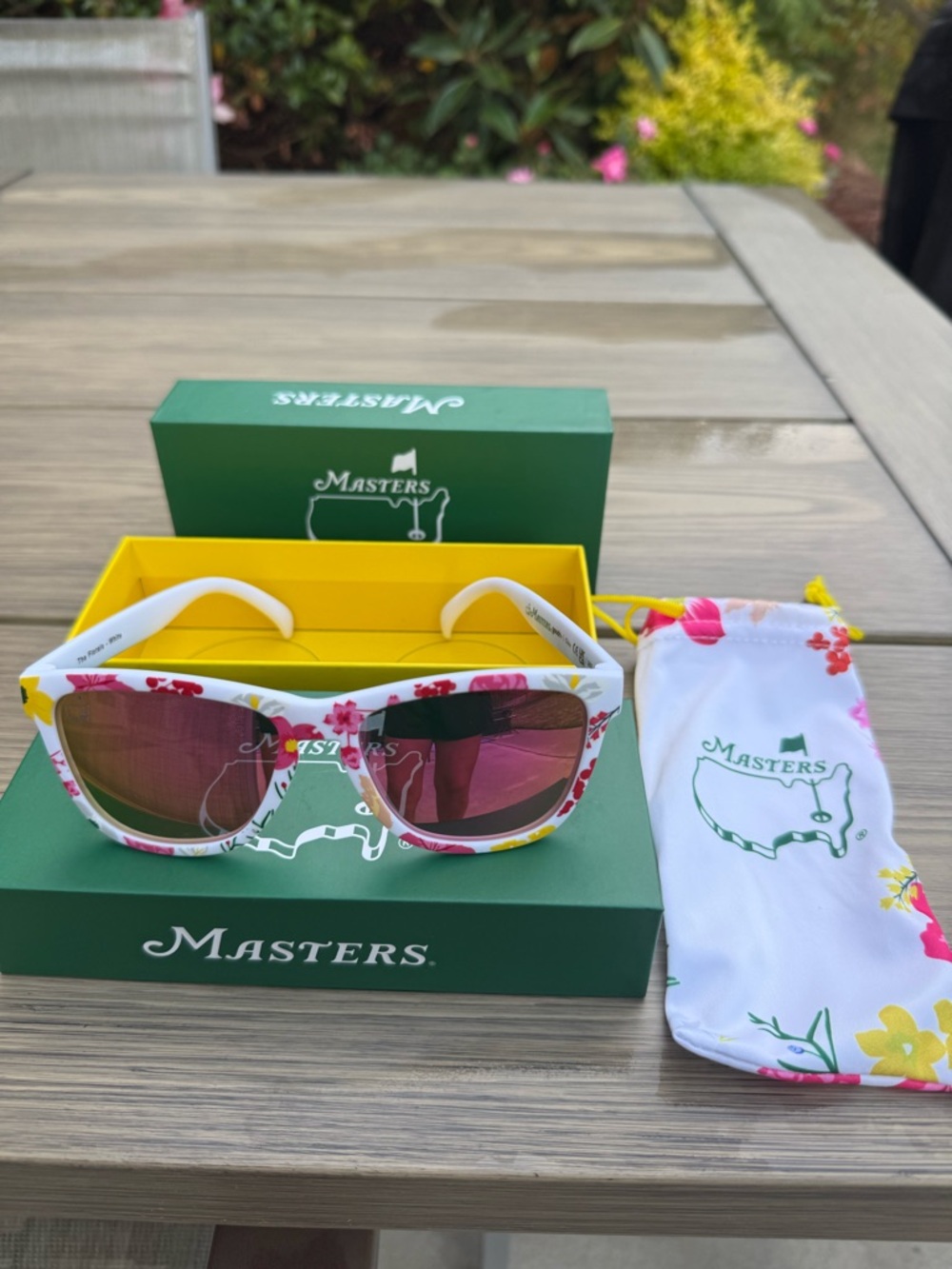 Masters White Floral Sunglasses with Pink Lenses